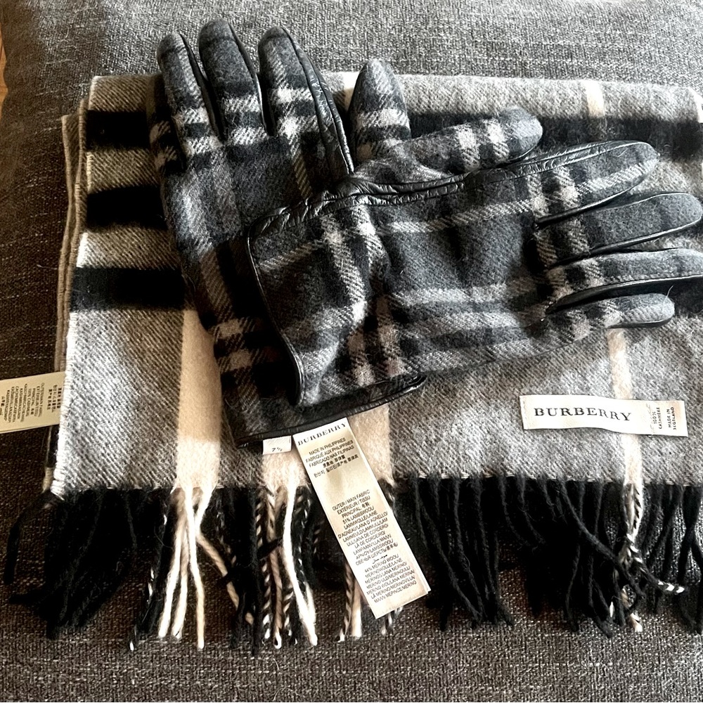 Authentic Set of Burberry Scarf and Gloves